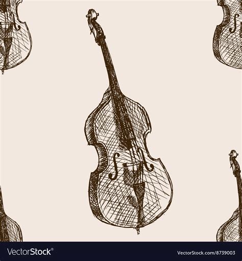 Contrabass Sketch Seamless Pattern Royalty Free Vector Image