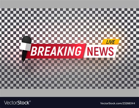 Isolated Heading Of Breaking News Template Vector Image