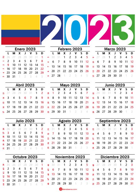 Calendario 2022 Colombia Con Días Festivos Para Imprimir Calendario