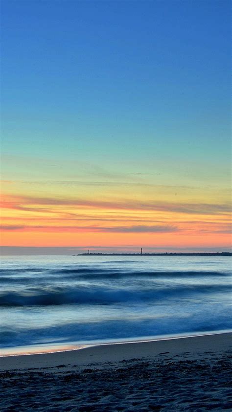 Beach Mist Blue Orange Sky Sunset Nature 1080x1920 Wallpaper