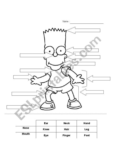 Label Bart Simpson Esl Worksheet By Maudesl