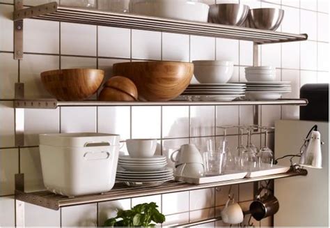 This shelf is sleek and industrial in looks, and very suited to storing a lot of gear. Stainless steel wall shelf | Ikea grundtal kitchen, White ...