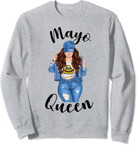 Mexican Queen Cinco De Mayo Womens Mom Girls Brunette Sassy Sweatshirt Clothing