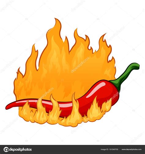 Red Hot Chili Pepper On Fire Stock Illustration By ©judgebat 191540700