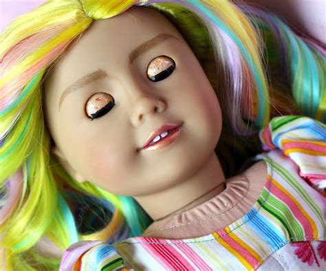 Custom Ooak American Girl Doll Bright Rainbow Wig Handmade Etsy