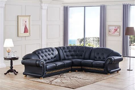 Balanced proportions and surprising comfort are what define eq3 modern sectionals. Apolo Sectional Sofa in Black Leather by ESF w/Options