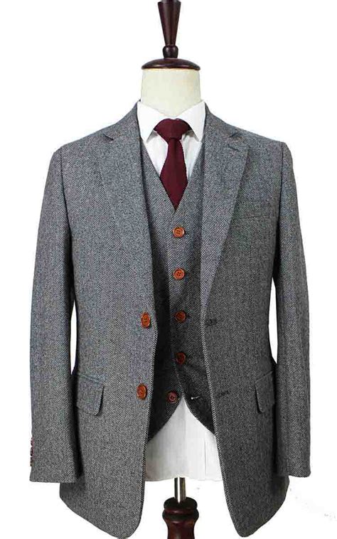 Classic Grey Herringbone Tweed 2 Piece Suit Bdtailormade