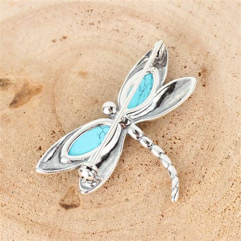 Sterling Silver Dragonfly Turquoise Brooch