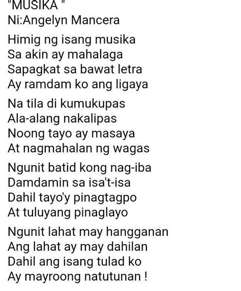 Halimbawa Ng Tula Na May Sukat At Tugma Halimbawange