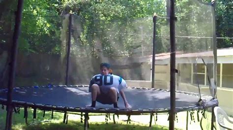 Fat Guy Jumps On Trampoline Youtube