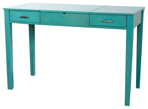 Overstock posh pollen ainsley white vanity desk. Ainsley Vanity Desk, Turquoise - Contemporary - Desks And ...