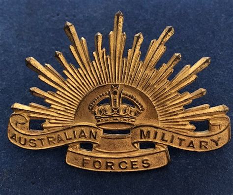 Australian Military Forces Brass Rising Sun Hat Badge 1948 53 Kc