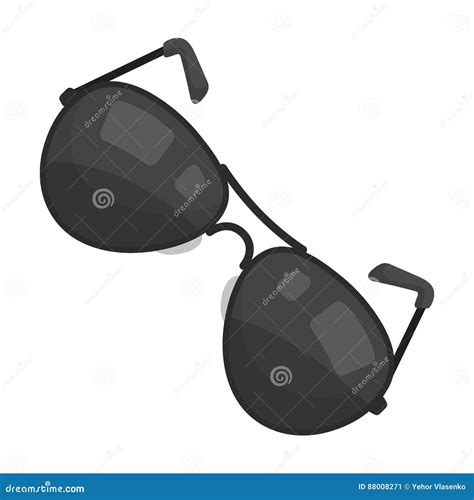 Aviator Sunglasses Icon In Monochrome Style Isolated On White