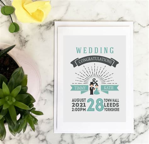 Personalised Wedding Day Card With Wedding Details By Perfect Personalised Ts