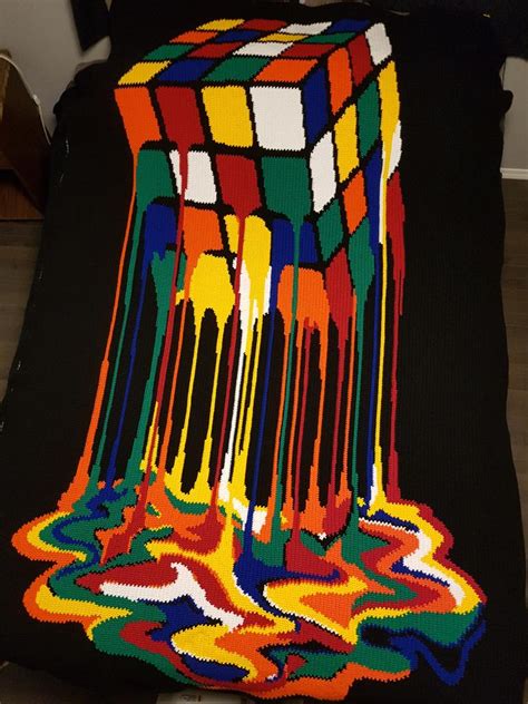 Melting Rubik Queen Blanket Stitch Your Picture