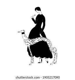 Woman Retro Style Dalmatian Stock Vector Royalty Free 1905217090