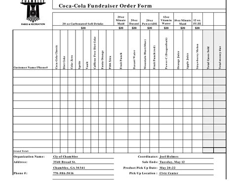 fundraiser order form template excel