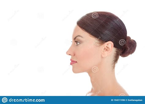 Woman Looking To Side In Profile View Showing Clean Skin Fresh Face