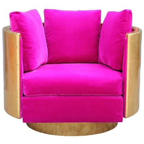 Saraflora pink office chair covers stretch washable computer chair slipcovers for universal rotating boss chair large size. Ultra Glam Modern Gold Leaf and Hot Pink Velvet Swivel ...