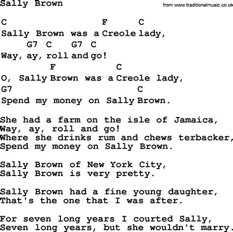 Top 1000 Folk And Old Time Songs Collection Sally Brown Lyrics With