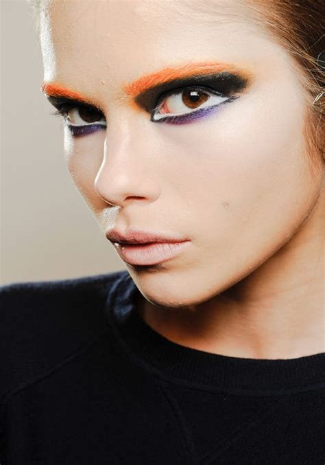 Prada Arty And Overdone Lids Colored Eyebrows Intense Eyeliner White