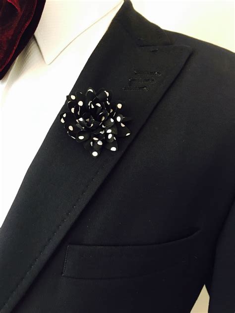 Black Lapel Pin Wedding Lapel Pin Mens Lapel Pin Polka Dot Etsy