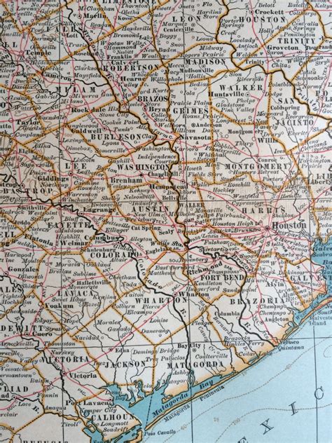 1903 East Texas Original Large Antique Map Us State Map Tx Wall