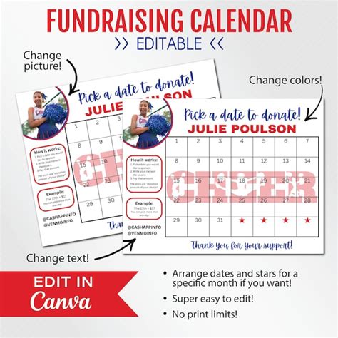 Cheer Calendar Fundraiser Template Etsy