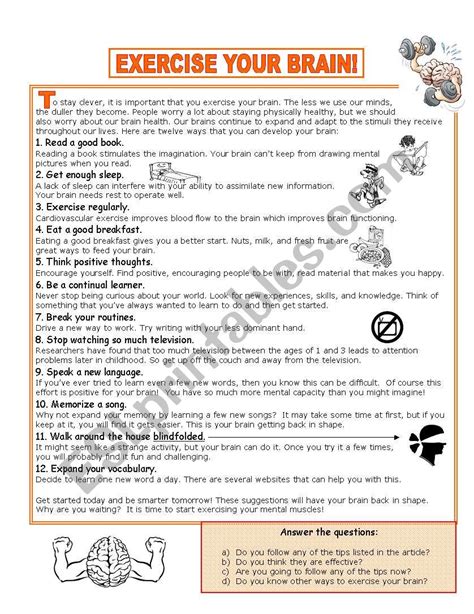 Brain Exercises Worksheets To Improve Concentration