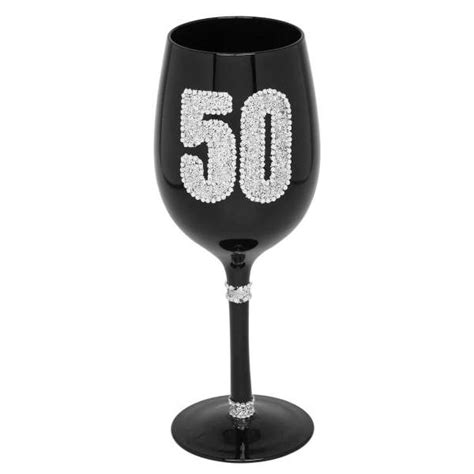 Black Diamante Wine Glass 50th Birthday Iwoot