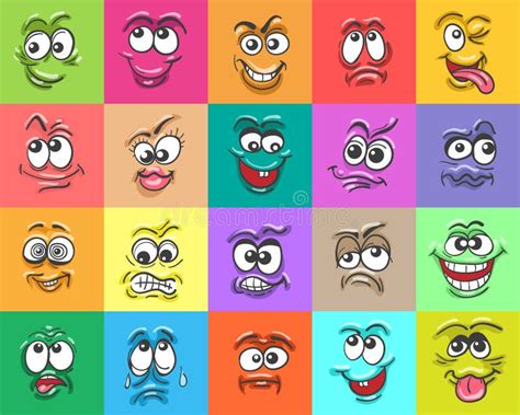 Conjunto De Expresiones Faciales De Dibujos Animados Ilustración Del