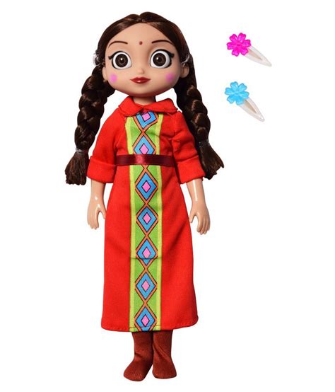 Chhota Bheem Chutki Single Doll Red Dress And 2 Clips Buy Chhota Bheem