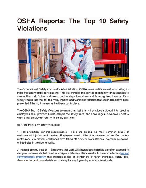 OSHA Reports The Top 10 Safety Violations Pdf PDF Host