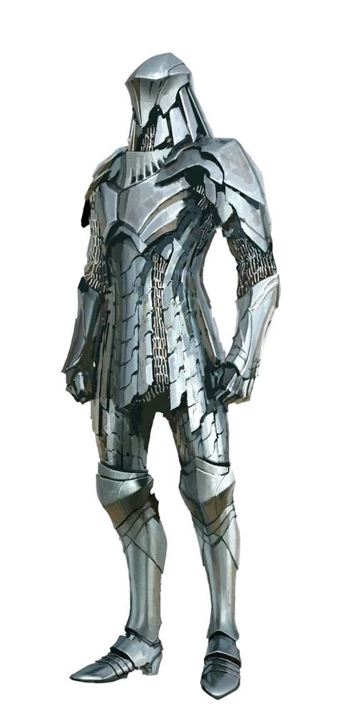 Think Very Simple Silverwhite Heavy Plate Armor From Neck To Feet