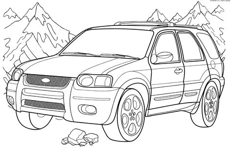 Convertible car on the road. Ford coloring pages to download and print for free