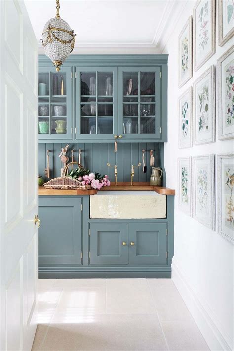 I Love Dusty Blues For My Kitchen As Accent Green Kitchen Cabinets