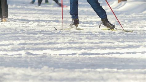Kazan Russia March 2018 Skier Legs Running At The Ski Track Stock Video Footage Storyblocks