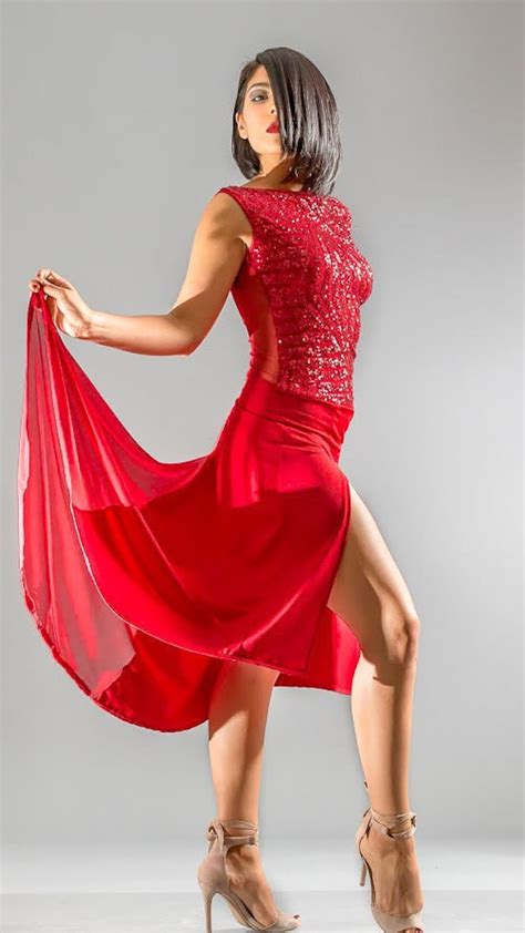 sequin tango dress red tango performance dress tango dress side slit tango dress back panel