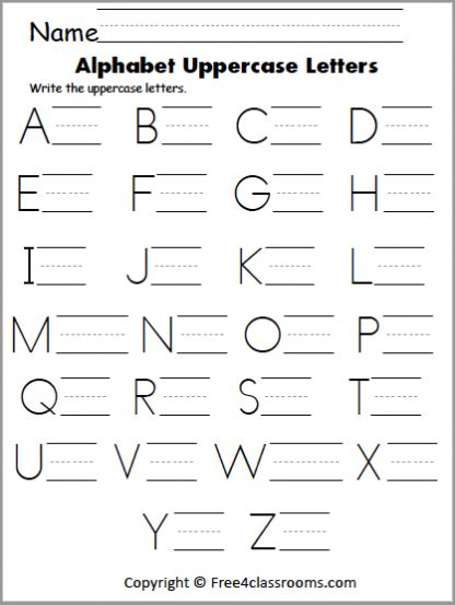 Free Uppercase Letter Writing Worksheet Free Worksheets Free4classrooms