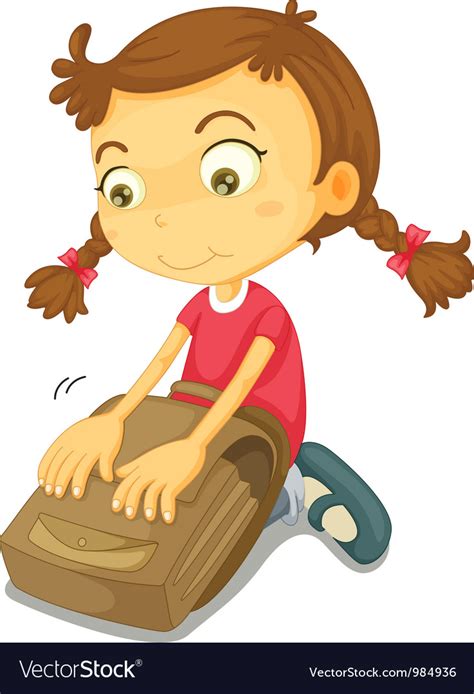 Girl Packing School Bag Royalty Free Vector Image