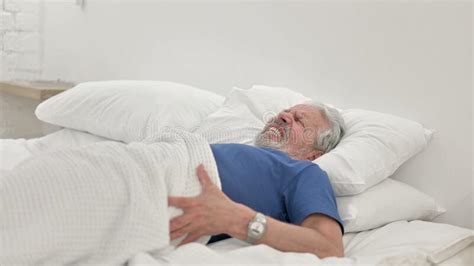 Senior Old Man Waking Up From Nightmare In Bed Stock Image Image Of