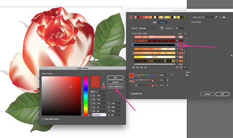 An Image Of A Rose Being Edited In Photoshopped With The Color Pick Tool
