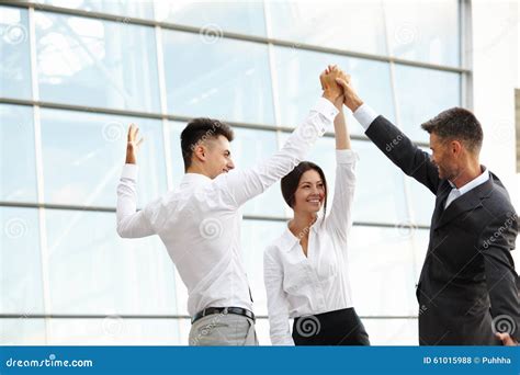 Business People Celebrate Successful Project Team Work Stock Photo