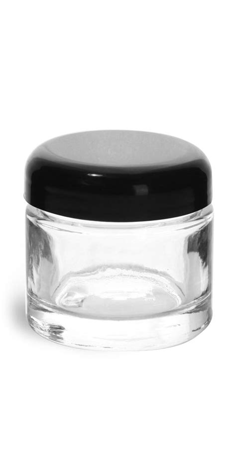 Sks Bottle And Packaging 2 3 Oz Clear Glass Jars Clear Glass Thick Wall Cosmetic Jars W Black