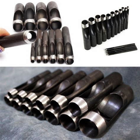 Round Hollow Punch Set Hand Tools Hole Punching Leather Gasket Carbon