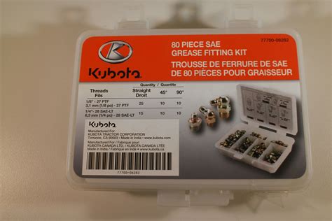 Kubota 77700 06282 80 Piece Sae Grease Fitting Kit