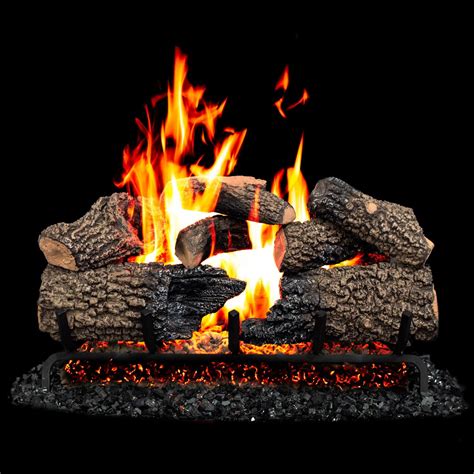 Firenado 24 Inch Charred Oak Gas Log Set With Vented Natural Gas Stainless Firenado Burner And