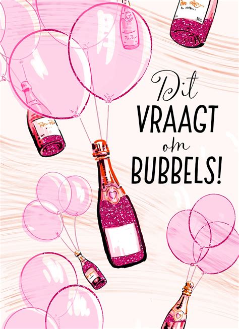 Dit Vraagt Om Roze Bubbels Verjaardag Kaarten Verjaardag Verjaardag