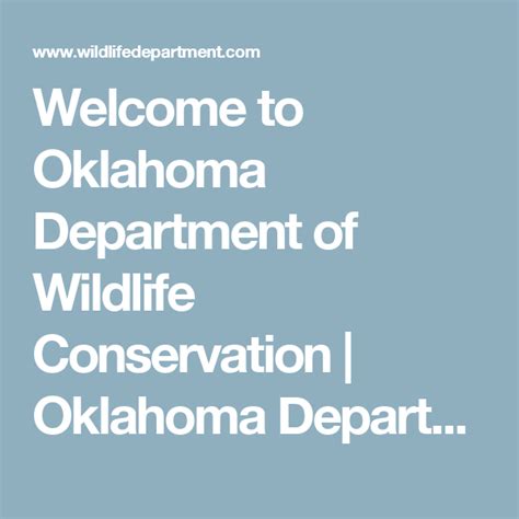 Welcome To Oklahoma Department Of Wildlife Conservation Oklahoma