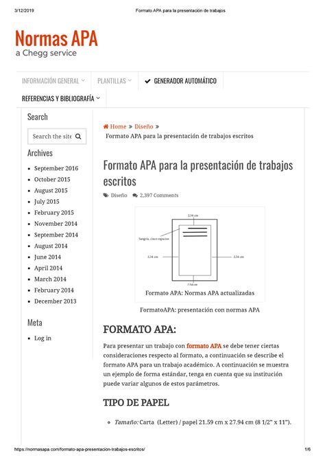 Formato Apa Para La Presentaci N De Trabajos Academicos Search Archives September October